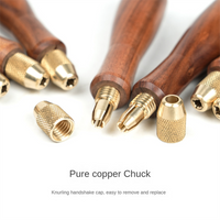 【Ship Within】Wood File Handle Wooden Handles with Brass Collet Chuck for Small Files Accessories DIY