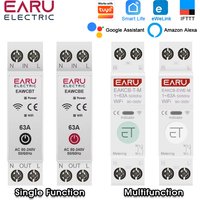 EARU Tuya EWeLink App Smart WiFi MCB Circuit Breaker Current Voltage kWh Energy Meter Protector Time Relay Switch Remote Control