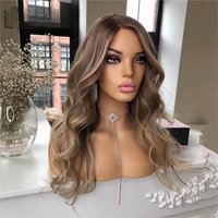 13x4 Lace Front Human Hair Wigs Ash Blonde Body Wave Human Hair Brown Highlight Wig Transparent HD Lace Frontal Wig For Woman