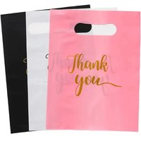 50/100PCS Thank You Gift Bags Handbag Plastic Shopping Bag Shopping Boutique Stores Supermarket Clothing Store Birthday Party