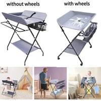 Foldable Baby Changing Table with Storage Portable Diaper Station Nursery Organizer 55 lbs Capacity for Infants 0-12 Months
