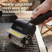 Portable Handheld BBQ Brush Stainless Steel Grill Cleaning Tool Rust & Grease Remover for Outdoor Barbecue