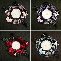8-Color Dark Bat Wings Lace Round Badge Display Stand, Handmade DIY Anime Cartoon Game Character Badge Display, Gumei Ita Bag Decoration