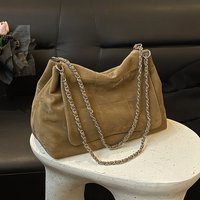 Trendy Faux Suede Shoulder Bag Women Crossbody Tote Handbag Vintage Chain Strap Large Capacity Wandering Bag for Work