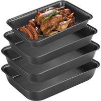 4Pcs Non-stick Oven Tray Carbon Steel Baking Trays Deep Oven Tray Roasting Tins Ovenware Rectangle Baking Cookie Sheet Cooking