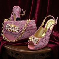 Neu eingetroffen: Elegante Peep-Toe High Heels in Übergrößen für Damen 2026 – Party-Pumps in Pink mit Diamanten, italienische Schuhe und passende Taschen im Set
