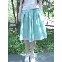 Summer Sweet A-Line Skirt Women's Japanese Style Splicing Lace Trim Elastic Half-length Skirt Trendy Loose Fit Gown