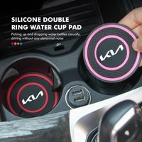 Car Water Cup Slot Car Coaster Decorative Anti-Slip Mat for Kia Rio Soul Seltos Forte K5 K3 Niro Sorento Stinger Sportage