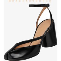 New Fashion Patent Leather Cross Strap Tabi Women Sandals Summer Slingbacks Split toe Thick High heels Chunky Shoes Sandals