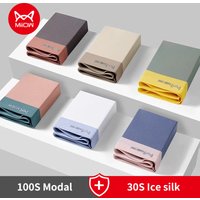 MiiOW 3Pcs Silky Ice Silk Men Underwear Boxers Modal Antibacterial Men's Boxer Panties Light Breathable Man Underpants Trunks