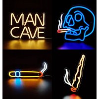 Man Cave Skull Smoke Neon Light Sign for Gamer Room Wall Decor, Sign for Bedroom Home Bar Shop Pub Bistro Party Hotel Decor