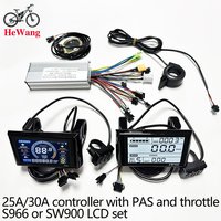 AliExpress NONE E-bike 25A/30A Brushless Motor Controller 24V 36V 48V 350W-1000W and S966/ SW900 LCD With PAS Throttle Kit for E-Scooter rapir