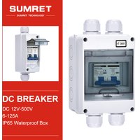 PV DC 12V 24V 500V Circuit Breaker Solar Battery Inverters 2P MCB 16A 40A 63A 100A 125A With IP65 Waterproof Box Case Enclosure