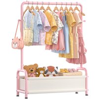 Clothes Rail with Storage Shelf, Kids Dress Up Rail for Coats Skirts, Small Baby Childrens Dressing Up Rail for Hanging Clothes