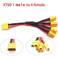 1pcs XT60 1 Male to 4 Female Parallel Battery Connector Cable Dual Extension Y Splitter/ 4-Way 14AWG Silicone Wire for RC Batter