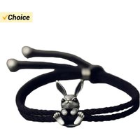 1PCS New Easter Handmade Rope Bracelet with Rabbit Charm for Men and Women Sizes Adjustable Retro Punk Style Wrist Jewelry