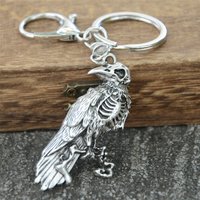Norse Skull Raven Keychain Viking Gothic Bird Keyring Hallowen Jewelry Accessories