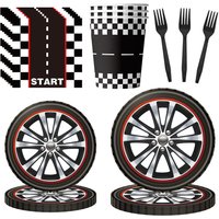 Race Car Party Plates Cup Napkins Race Track Party Supplies Racing Sports Themed Tableware for Kids Boys Birthday Home Decors