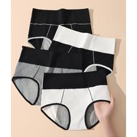 4Pcs Women's Panties High Waist Leak Proof Menstrual Pants Widen Period Underwear Physiological Cotton Plus Size Female Briefs