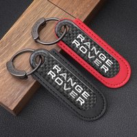 Carbon Fibre Leather Car Emblem Logo RANGE ROVER SPORT Keychain For Range Rover Evoque Vogue Velar Key Rings Chain Accessories