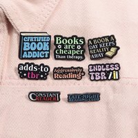 Certified Book Addict Enamel Pins Book Are Cheaper Than Therapy Reading Quote Bookish Reader Brooches Lapel Badge Jewelry Gifts