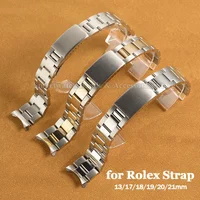 Curved End Metal Strap 13mm 17mm 18mm 19mm 20mm 21mm for Rolex for Water Ghost Strap Stainless Wrist Band Replacement Bracelet