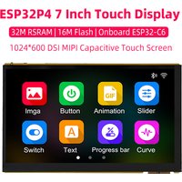 ESP32P4 32M PSRAM 16M FLASH MCU 1024 * 600 DSI MIPI Display Capacitive Touch Screen Onboard ESP32-C6 for Arduino ESP IDE