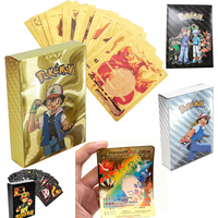55PCS Pokemon Gold Foil Cards Vmax GX Rare Shiny Card English Spanish Versions Kids Battle Trading Collection Game Holiday Gift