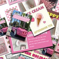 30pcs Pink Holiday Sticker Pack Decals For Phone Scrapbook Suitcase Helmet DIY Aesthetic Waterproof Stickers Creative Gifts