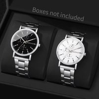 2PCS/Set Fashion Men Business Watches Casual Mens Analog Quartz Watch Reloj Hombre(Without Box)