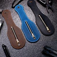 Boston Leather Slap Jack Wallet – Portable EDC Tactical Pouch, Waxed Camel Hide Self-Defense Tool Holder 10"x3"x1.2")