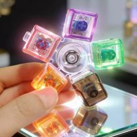Rotatable Keyboard Fidget Fidget Spinner Keychain Mechanical Axis LED Light Crystal Clicker Stress Relief Sensory Therapy Finger