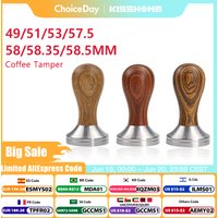 Coffee Tamper 41mm 49mm 51mm 53mm 57.5mm 58.35mm Wooden Handle Stainless Steel Delonghi Breville Barista Espresso Accessories