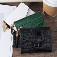 Fashionable metal heart-shaped and tassel decorated small wallet coin pocket small wallet three fold women's wallet mini, women'