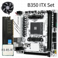 JGINYUE AM4 ITX Motherboard Set B350 Chip Ryzen 3-5-7 DDR4 Dual Channel Memory Max 32GB 2.5G Lan Support 2 M.2 XMP Motherboard