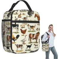 Country Farm Animals Farmhouse Village Pet Insulated Lunch Bag for Women Kids Portable Food Boxes Thermal Lunch Box Tote