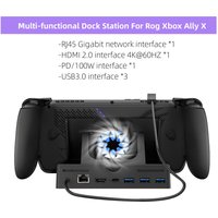 4K@60Hz Docking Station for ROG Xbox Ally X with Cooling Fan USB 3.0*3, PD100W and Ethernet Fit For ROG Xbox Ally X