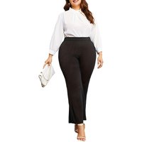 2026 Women Plus Size Elastic Waist Flared Pants Fashion