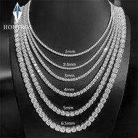 2-6.5mm Real D Color Moissanite Tennis Necklace for Women Men Sparkling Lab Diamond S925 Silver Neck Chain with GRA Jewelry Gift
