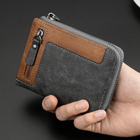 Men's Short Zipper Wallet,Soft Leather Card Bag Retro Coin Purse with Large Capacity, Practical Daily Storage Ideal Gift for Men