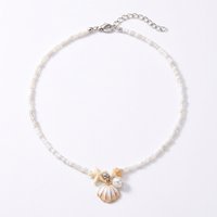 2026 Summer Boho Beaded Choker Necklace for Women Vintage Silver Color Shell Starfish Pendant Collar Beach Vacation Jewelry Gift
