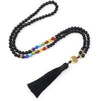 7 Chakra Reiki 108 Mala Beads Necklace For Women Men Natural Stone Tiger Eye Black Onyx Lava Beads Necklace Fashion Jewelry Gift