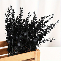 10 Halloween Black Eucalyptus Stem Artificial Plant Bouquet - Perfect for Home Decoration - Halloween, Christmas, Easter