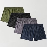 4-Piece Checkered Printed Men's Fashionable Aro Pants, Sexy, Comfortable, Elastic, Flat Corner Pants, Men's Casual Underwear