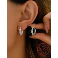 925 Sterling Silver Simplicity Bullhead Circular Zircon Earrings For Women Anniversary Party Fashion High Quality Fine Jewelry
