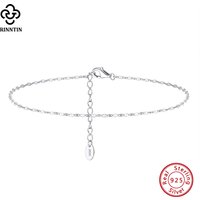 Rinntin 925 Sterling Silver 1.5mm Mariner Chain Anklets Fashion Women Summer 14K Gold Foot Bracelet Ankle Straps Jewelry SA24