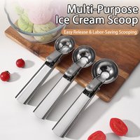 Stainless Steel Dual-purpose Ice Cream Scoops & Ice Spoon, Spoon for Ice Cream, Fruit & Dessert Ball Scoop, Ice Cream Tools BJL0