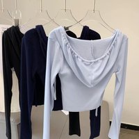Autumn/Winter Slimming Hooded Blouse for Women, Fitted V-Neck Sports Jacket, Yoga Wear, Long-Sleeve Top, Fitness Apparel