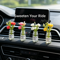 1PC Mini Romantic Flower Car Ornament Cute Simulated Plastic Floral Dashboard Decor
