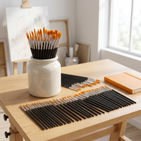 Bulk Art Paint Brushes Set, Pointed & Flat Nylon Brushes, Elastic No Shed for Beginners & Classroom Use